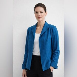 Iridescent 100% Silk Blue Striped Blazer